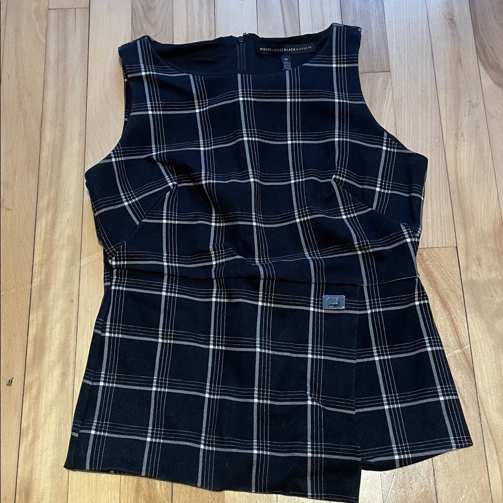 White House Black Market Monochrome Checkered Top